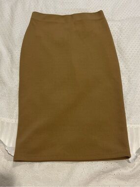SHEIN Tan Ribbed Pencil Skirt - Women's